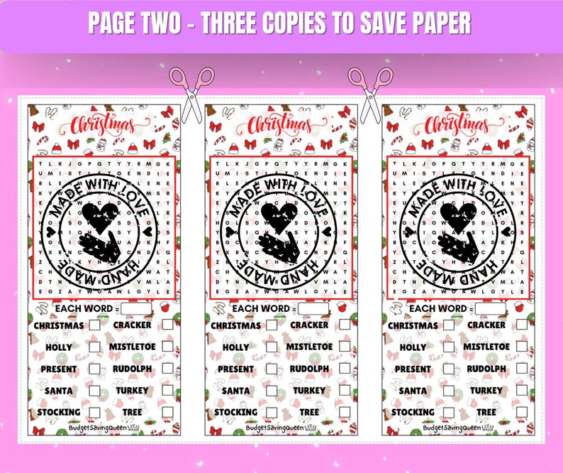 PRINTABLE Christmas Wordsearch Savings Challenge: Cash Stuffing Tracker image 5