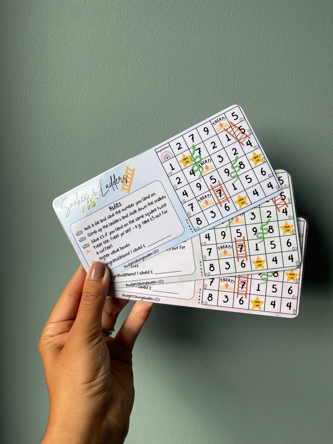 Snakes and Ladders Saving Game Savings Challenge Game Cash Etsy