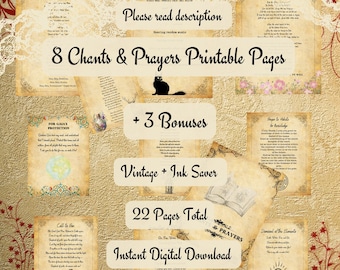 Book of Shadows Invocations Printable Pages Grimoire Spell Pages Chants Prayers Invocations 11 PDF Pages 8.5 x 11 Ink Saver + Vintage Look