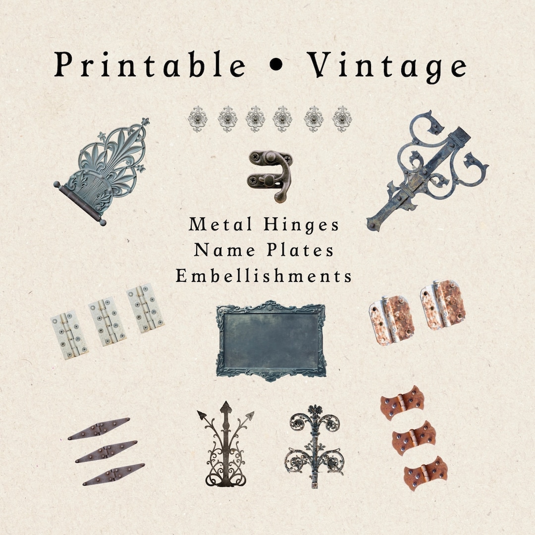 Printable Metal Stickers Hinges Name Book Plates Embellishments Door