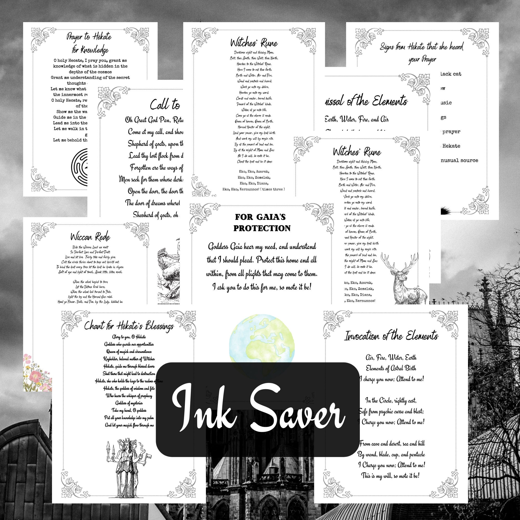 Book of Shadows Invocations Printable Pages Grimoire Spell Pages Chants ...
