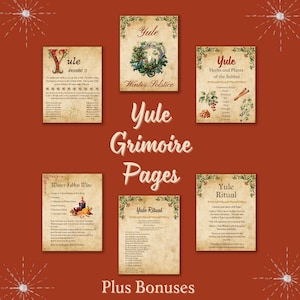Yule Pages Book of Shadows Pages Grimoire Printable Pages 8.5 x 11 inches Vintage Look Ink Saver 8 Pages Sabbat Instant Digital Download