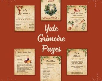 Yule Pages Book of Shadows Pages Grimoire Printable Pages 8.5 x 11 inches Vintage Look Ink Saver 8 Pages Sabbat Instant Digital Download