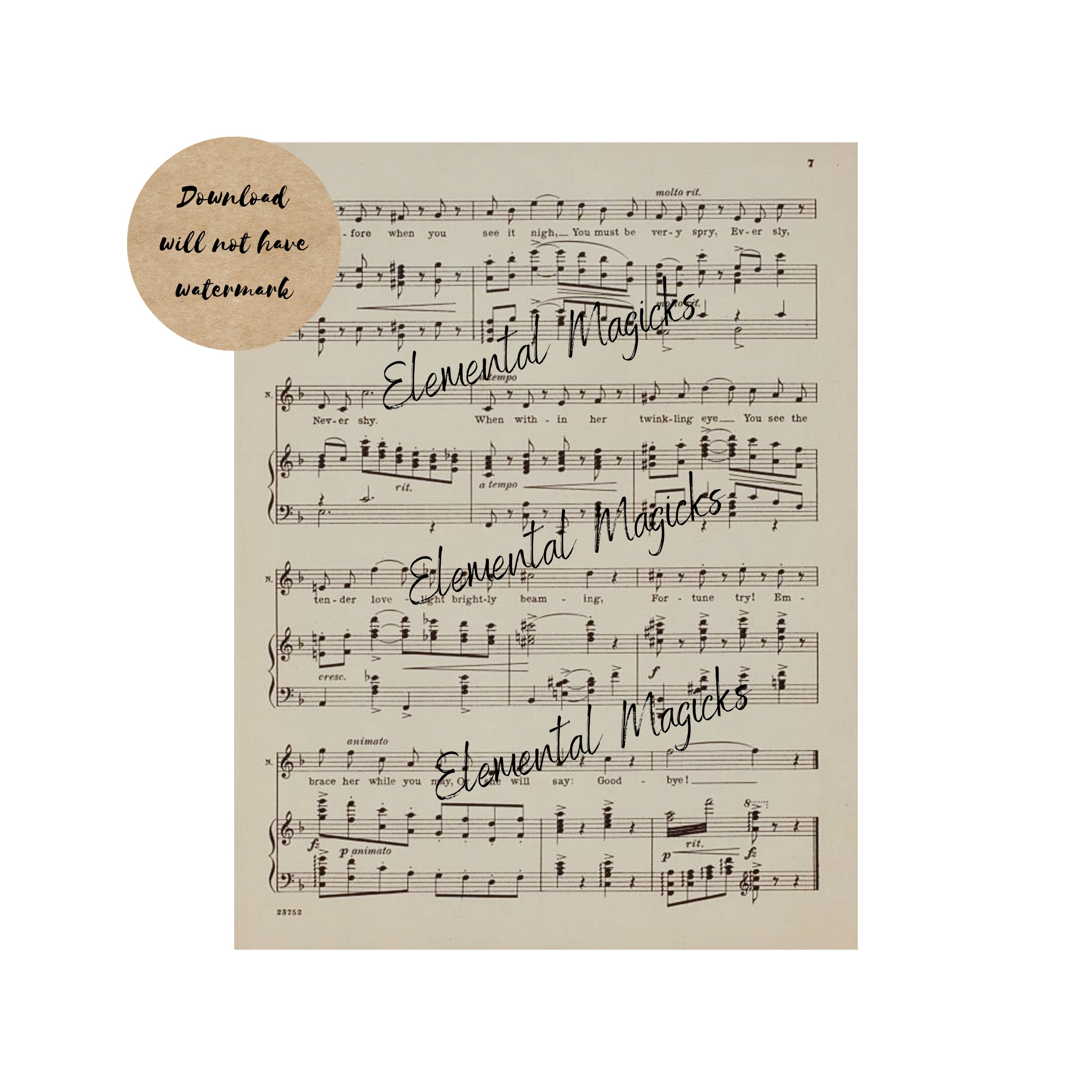 Vintage Printable Sheet Music Pages Real Music From 1898 1912 Junk ...