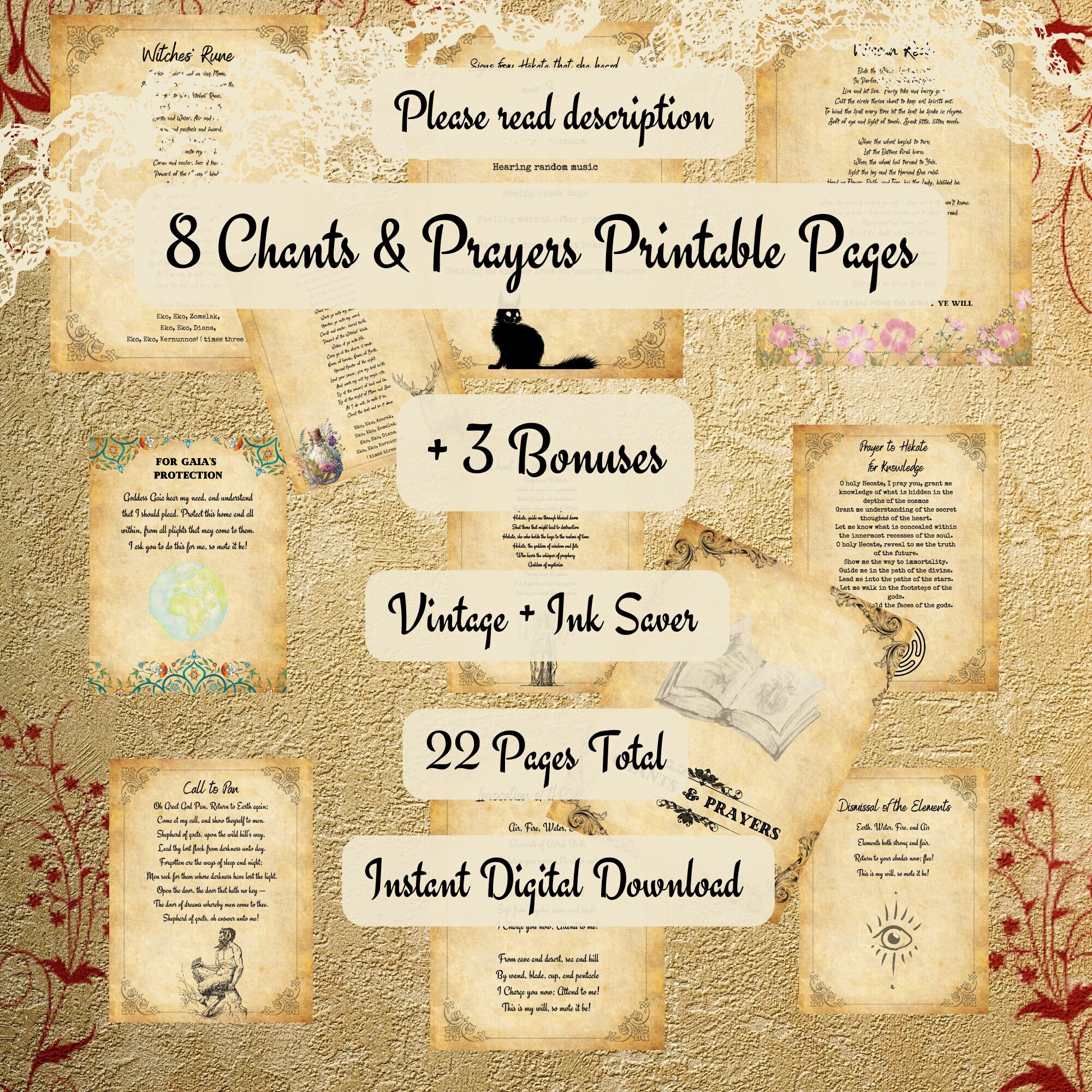 Book of Shadows Invocations Printable Pages Grimoire Spell Pages Chants ...