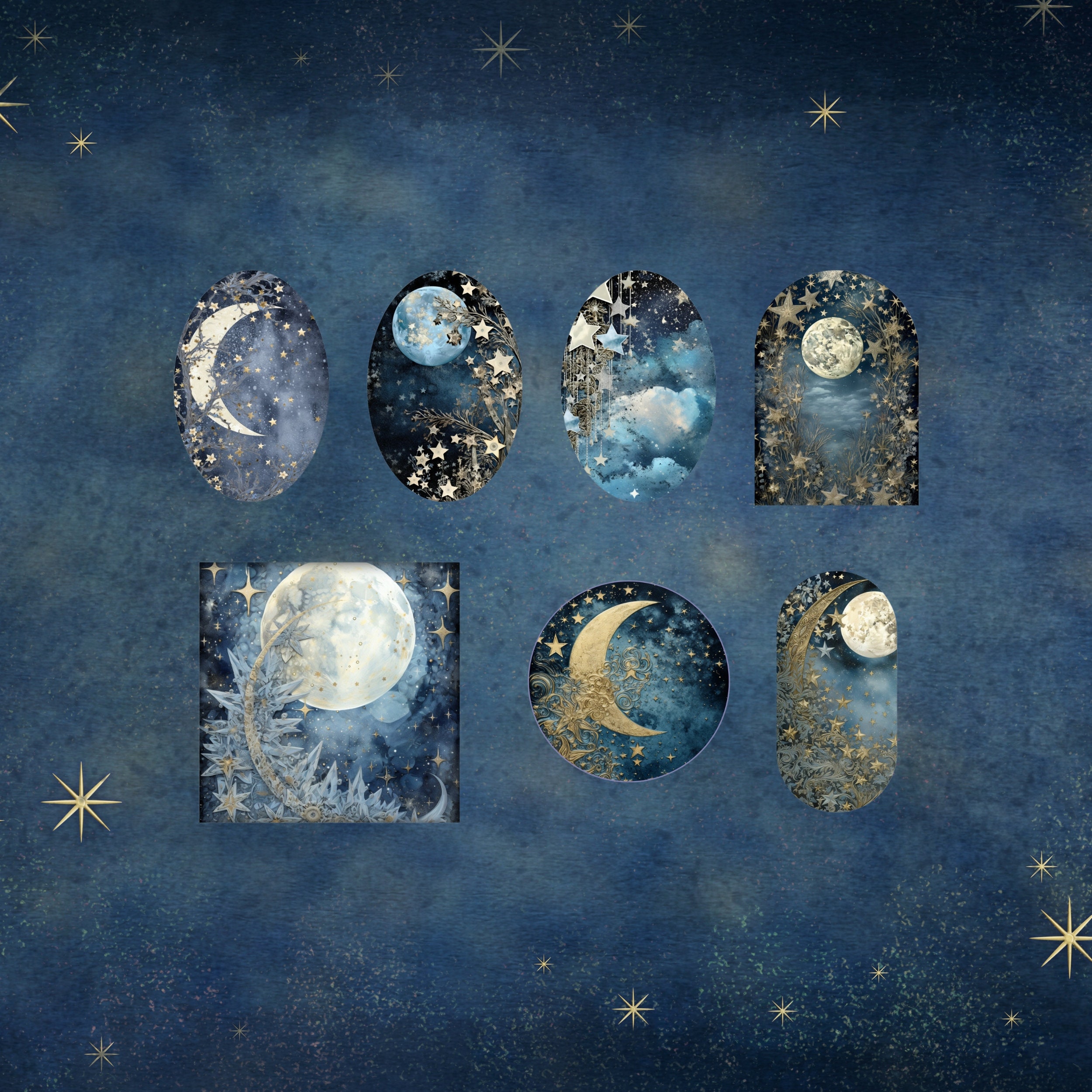 Celestial Moon Stars Junk Journal Kit Book of Shadows Pages - Etsy