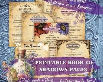 Printable Book of Shadows Spell Pages: Vintage Grimoire (Digital Download)