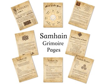 Samhain Pages Book of Shadows Grimoire Printable 8.5 x 11 inches Vintage Look Ink Saver 8 Pages Sabbat History Invocation Rituals Recipes