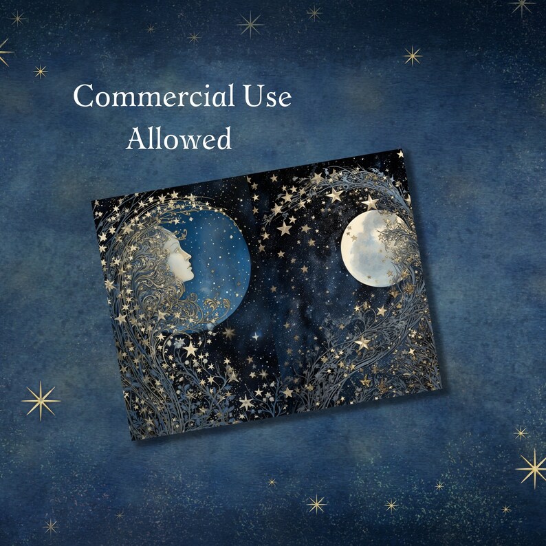 Celestial Moon Stars Junk Journal Kit Book of Shadows Pages - Etsy