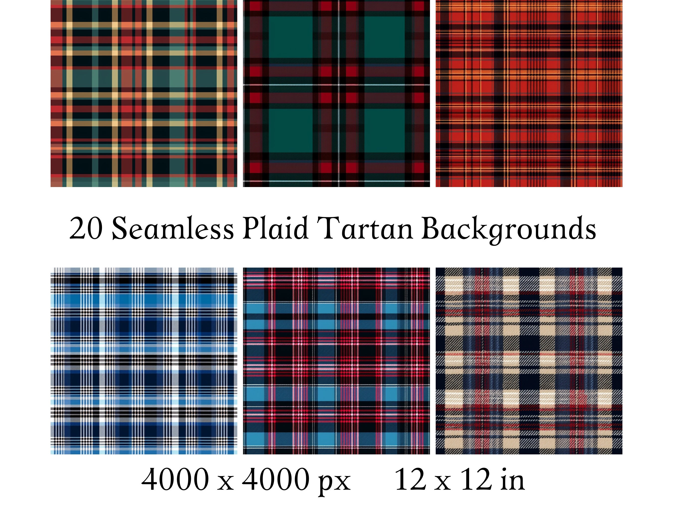 Plaid Tartan Seamless Digital Paper Pack Printable Paper Clip Art High ...