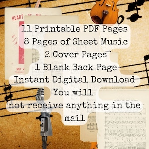 Vintage Printable Sheet Music Pages Real Music from 1890 11 PDF Pages 8 Music Sheets 2 Cover Pages 1 Blank Page Instant Download Music Notes