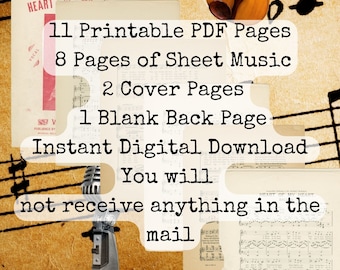 Vintage Printable Sheet Music Pages Real Music from 1890 11 PDF Pages 8 Music Sheets 2 Cover Pages 1 Blank Page Instant Download Music Notes