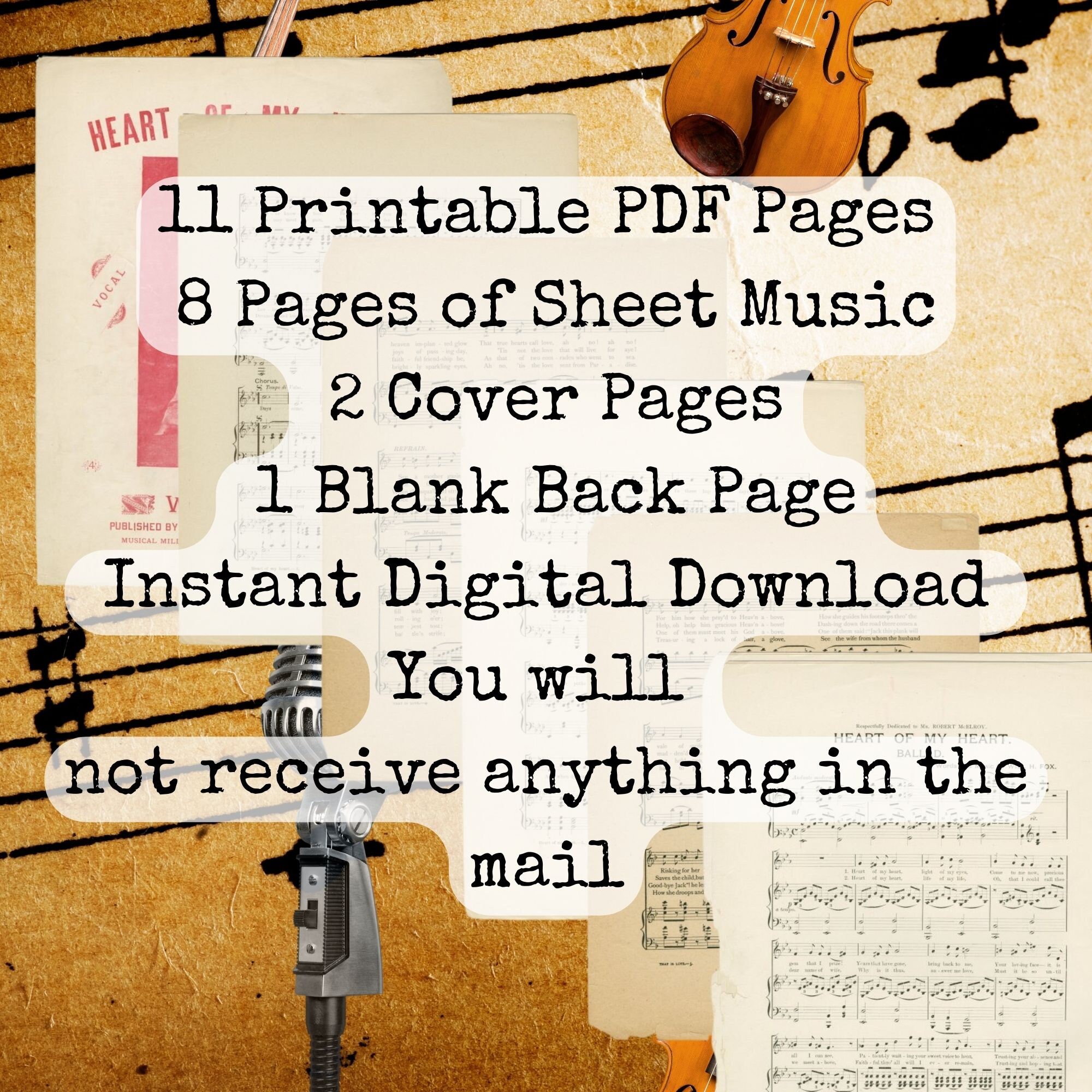 Vintage Printable Sheet Music Pages Real Music From 1890 11 PDF Pages 8 ...