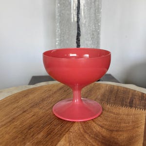 Vintage Red Orange Pink Sundae Glass | Mid-Century Dessert Cup | Retro Pedestal Ice Cream Dish