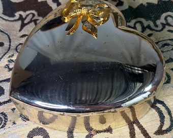 Silver Heart Jewelry Box | Vintage Japan Keepsake Trinket | Romantic Gift Decor
