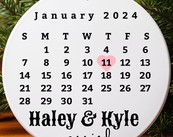 Getrouwd ornament | Huwelijkscadeau | Ornament trouwdatum | Bruidscadeau | Kalender jubileumcadeau | Verlovingscadeau | Onze eerste kerst