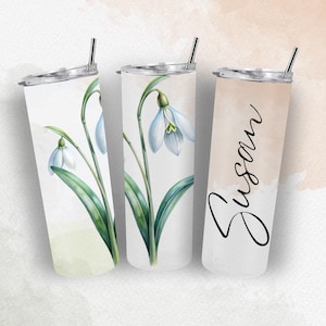 Personalized Birth Flower Tumbler, Custom Birth Flower Tumbler, Laser Engraved Tumbler, Flower Mug Party Favor and Shower Gift, Bride Gift