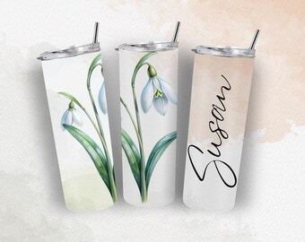 Bicchiere con fiore di nascita personalizzato: regalo inciso al laser
