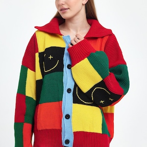 Harry Styles Inspired Crochet Cardigan: Y2K Patchwork Pullover
