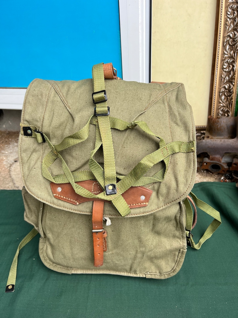 Vintage Military Backpack of the Romanian Army Retro RSR Demobil