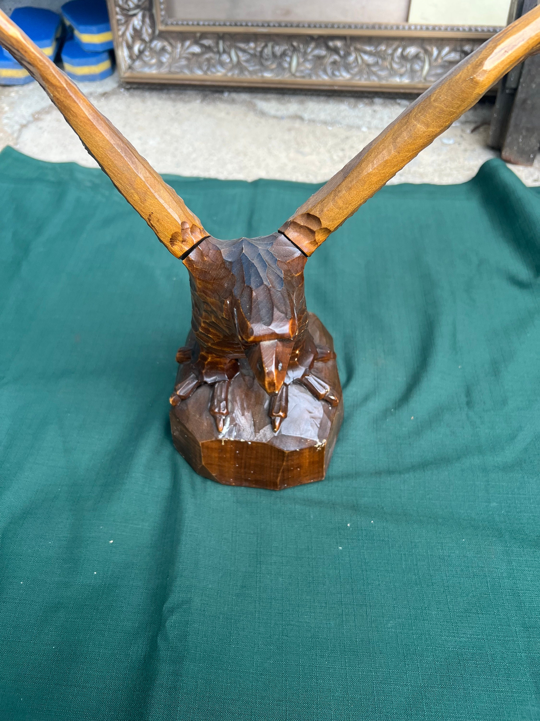 Stunning Large Vintage Hand Carved Wooden Eagle Bird of Prey Wingspan