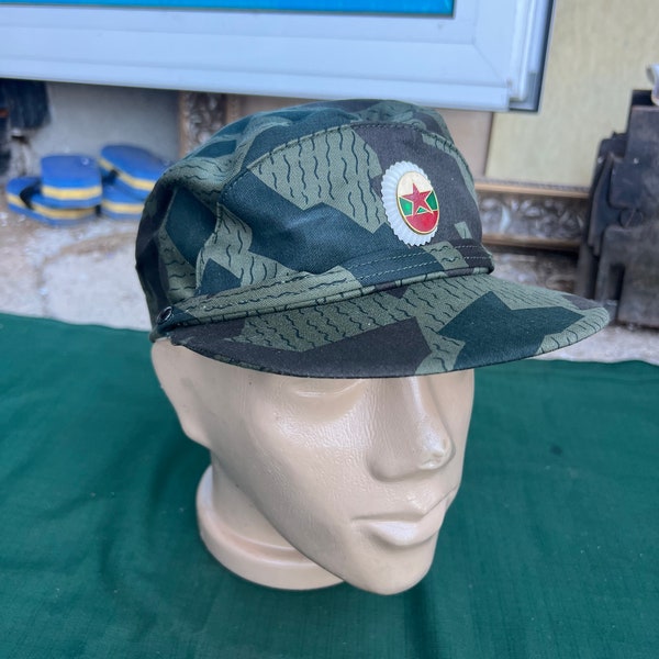 Vintage 80s Camouflage Cap, Original Bulgarian Army Cap, Military Camo Cap