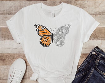 Butterfly Shirt, Monarch, Floral Shirt, Flowers, Monarch Shirt, Gift for Nature Lover, Monarch Butterfly, Butterfly Floral Shirt