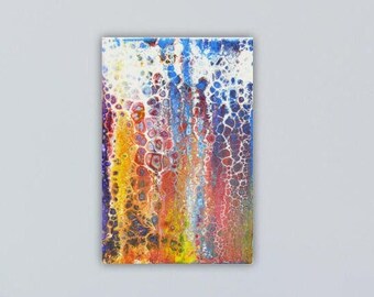 Petite peinture abstraite 11,9 x 7,8 po. | 30 x 25 acrylique original pour oeuvre d'art fluide