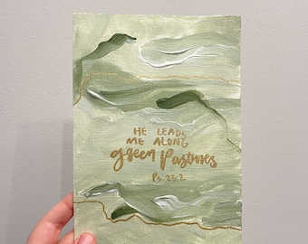 Green Pastures Painting Artwork - 8.5"x5.5"