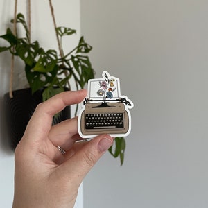 Glossy Flower Sticker - Spring Stickers - Typewriter and Flowers