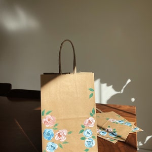 Spring Brown Gift Bag - Flower Gift Bags - 4pk