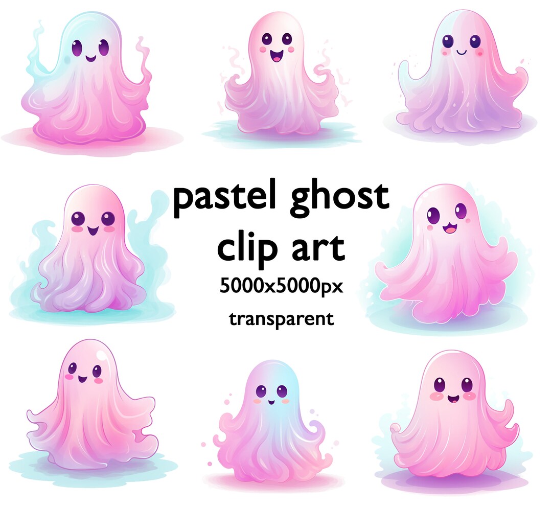 Cute Pastel Goth Ghost Clipart Pastel Halloween Clip Art Etsy