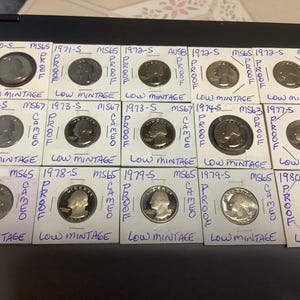 PROOF Washington 1970-1980 including some CAMEO Proofs all Low Mintage coins & some Mint State from San Francisco mint Very NICE Specimen's