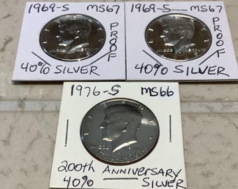 Kennedy 40% Silver Half Dollar MintState incredible Looking Coins graded w/help of CoinSnap QUALITY mirror sheens MS-66 or 67 NICE Coins