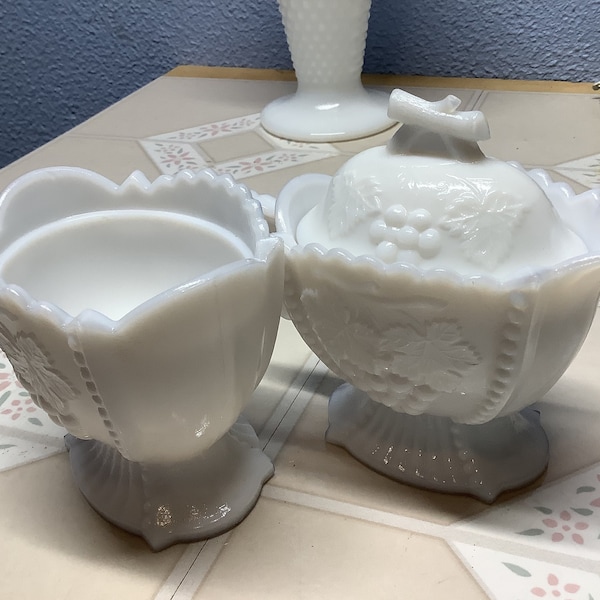 Westmoreland Milk Glass Sugar and Creamer Etsy