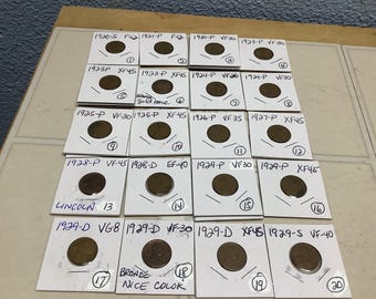 1925 to 1929 Brown color Lincoln cents G-4 to XF-45 your selection GOOD condition coins all 3 mints majority are Very Good to Extra Fine