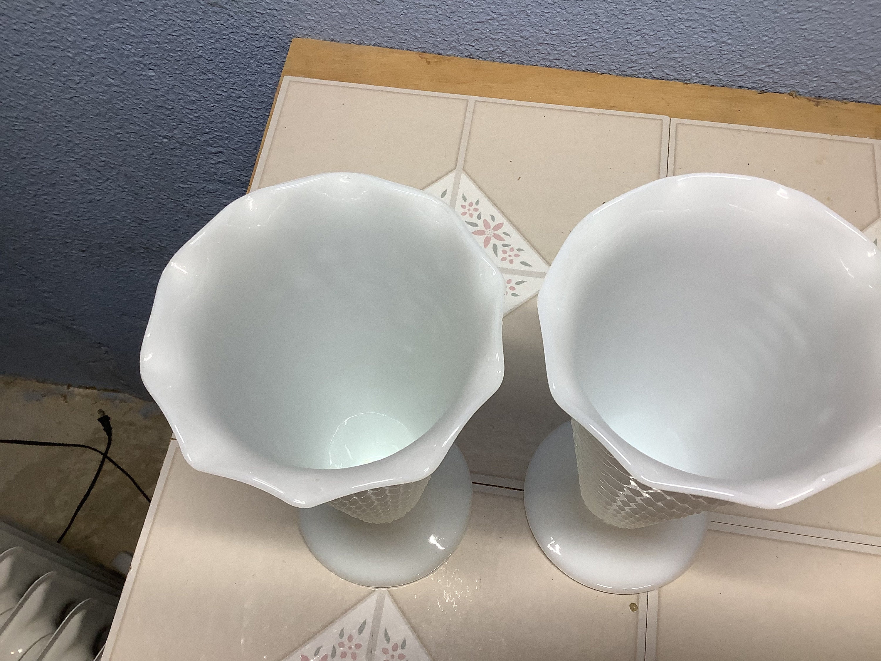 Milk Glass Hobnail Vases Pair of Two That Sat on the Altar for Etsy