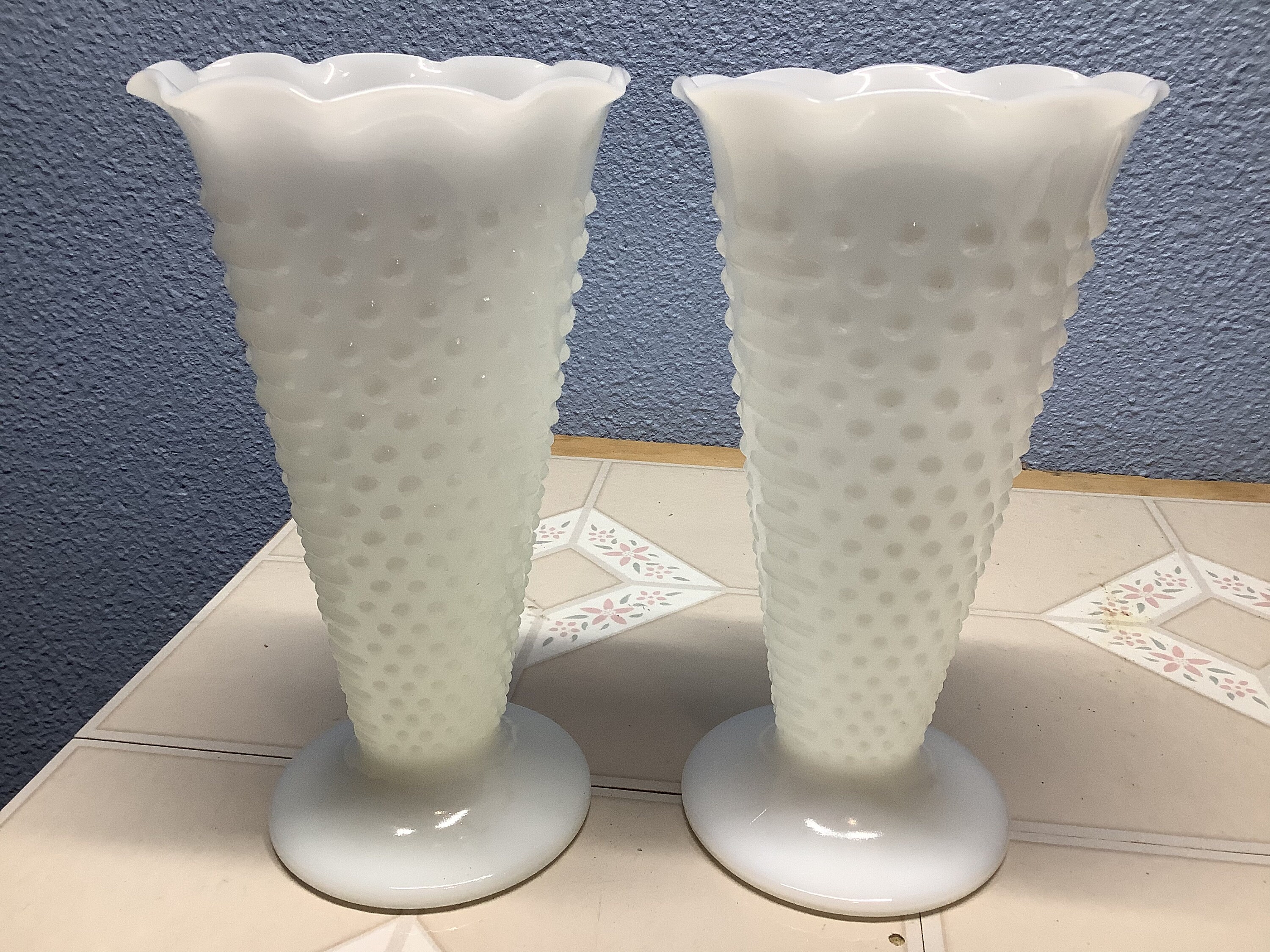 Milk Glass Hobnail Vases Pair of Two That Sat on the Altar for Etsy