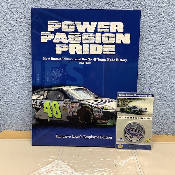 Jimmie Johnson Coin and Book Combo. Power, Passion, and Pride 2010 Edition Made in USA.Back to Back Championship Coin 2006-2007. NASCAR find