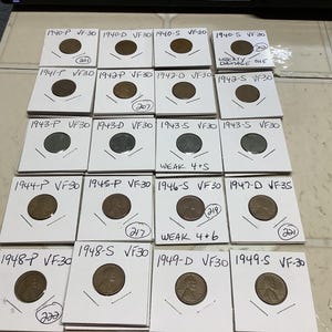 1940-1948 Lincoln pennies VF-30 & VF-35 condition your choice graded by CoinSnap wear on most design details w/clean letters digits sharp