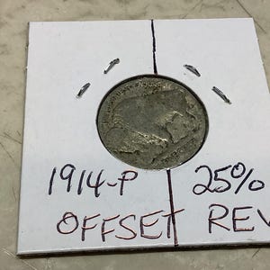 1914P Indian Head nickel AG-3 condition date is visible with rust-dirt wear on front but reverse decent & has 25% offset error one of a kind