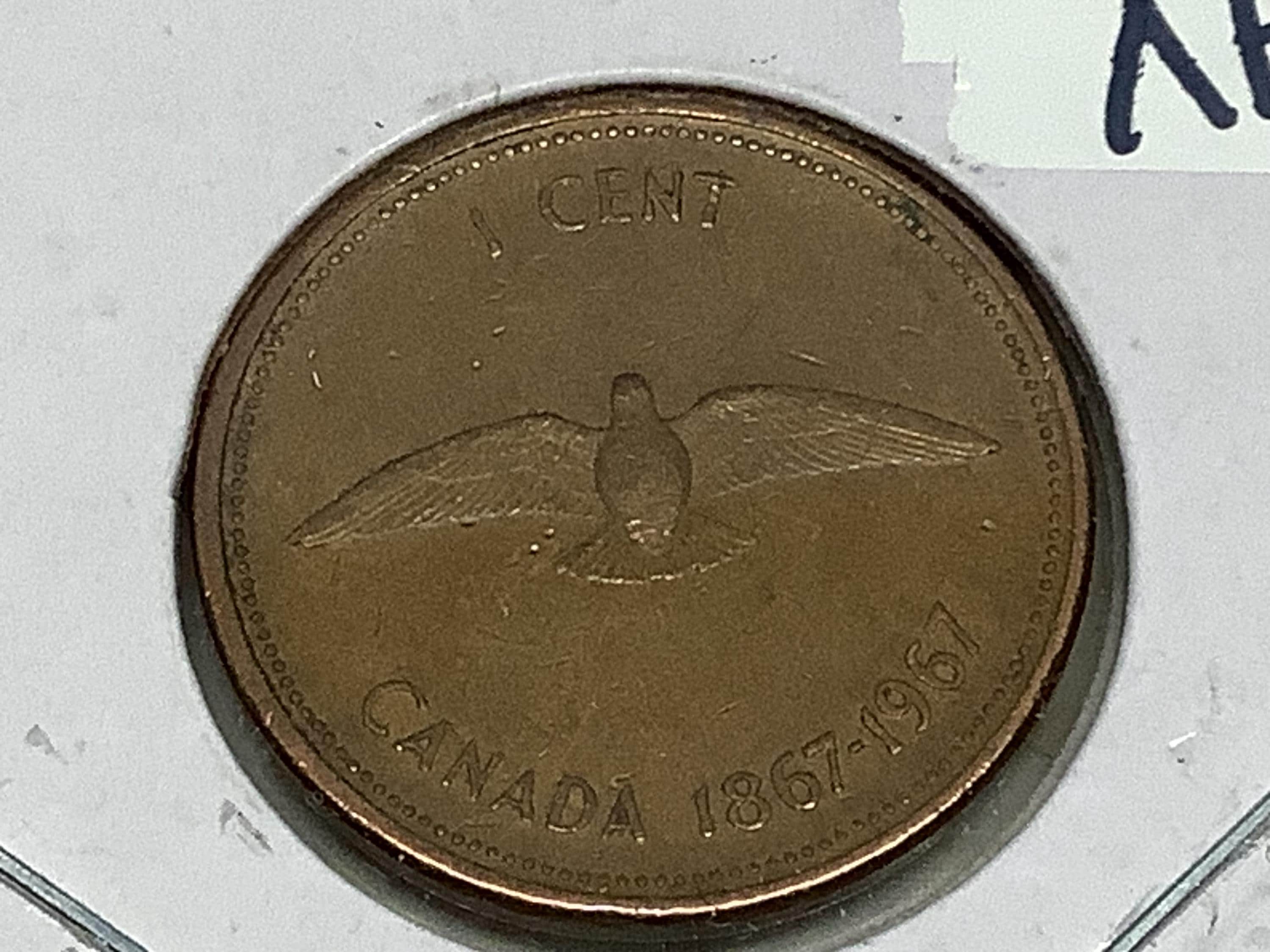 1867-1967 Canadian 100th Anniversary 1 Cent in XF-45