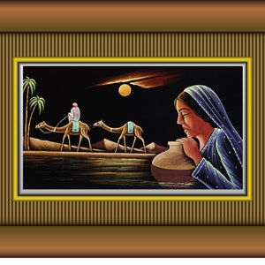 Water of the Desert A Woman&#39;s Oasis - Desolate Beauty A Desert Landscape Oil Painting Printable Download - Arabian wall art decoration