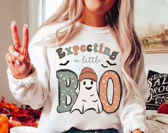 Expecting A Little Boo Sweatshirt, Growing a little pumpkin sweatshirt,Fall pregnancy announcement Sweatshirt,Halloween Pregnancy Sweatshirt