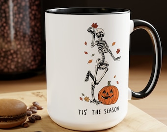 Halloween Coffee Mug, Pumpkin Mug, Gift For Halloween, Dancing Skeleton Mug, Skeleton Coffee Mug,Ghost halloween Mug,Fall Coffee Mug