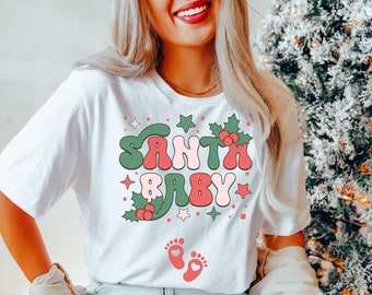 Christmas Pregnancy Announcement Shirt,Santa Baby Shirt,Christmas Pregnancy Shirt,Christmas Maternity Shirt, Pregnancy Shirt,Expecting Shirt