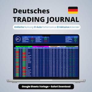 Trading Journal Deutsch Google Sheets | Trade Tracker Vorlage mit Dashboard, PnL & Performance Analyse | Digitaler Download