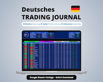 German Trading Journal Google Sheets | Trade Tracker Spreadsheet | Trading Log & Trade Analysis | Stock Market, Stocks and Market Trading