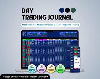 Day Trading Journal Google Sheets | Intraday Trade Tracker with Dashboard, PnL & Winrate | Scalping Log | Trading Journal Template