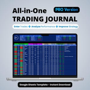 All in One Trading Journal Google Sheets | Forex, Crypto & Stocks Tracker | Futures Trade Log | Day trading dashboard | Digital Download